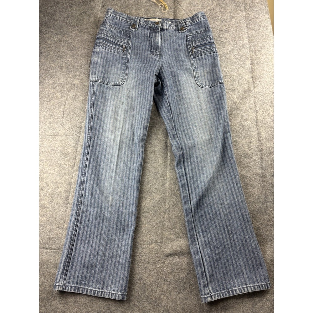VTG Faded Glory Women's 10 Tactical Cargo Pinstriped Straight Leg Jeans Retro